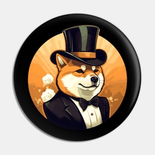 Shiba Inu with Top Hat Pin