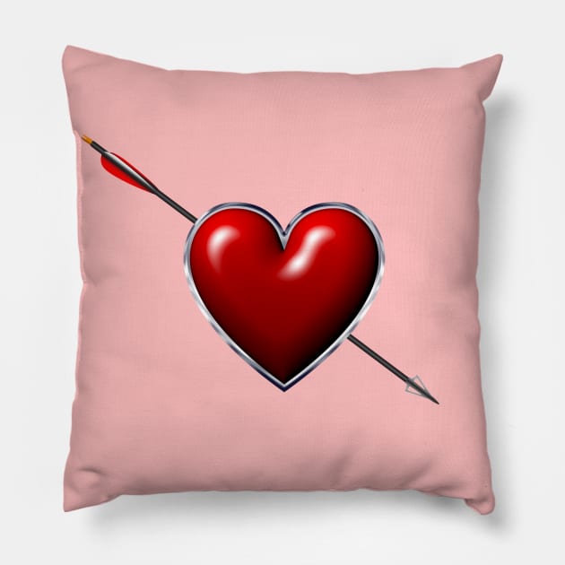 Arrow Shot Through The Heart Pillow by DrewskiDesignz