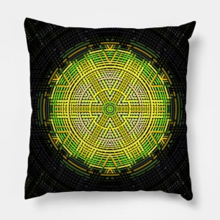 Weave Mandala Green and Yellow Pillow
