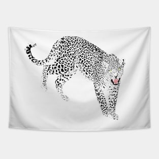 Stylish Black & Pink Leopard Animal White Design Tapestry