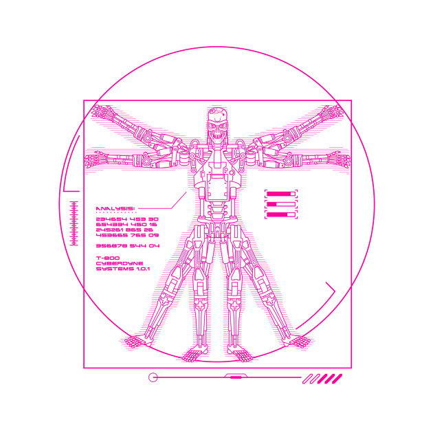 Vitruvian T-800 (80's pink) by demonigote