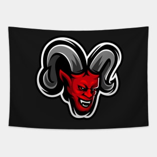 Red devil mascot illustration Tapestry