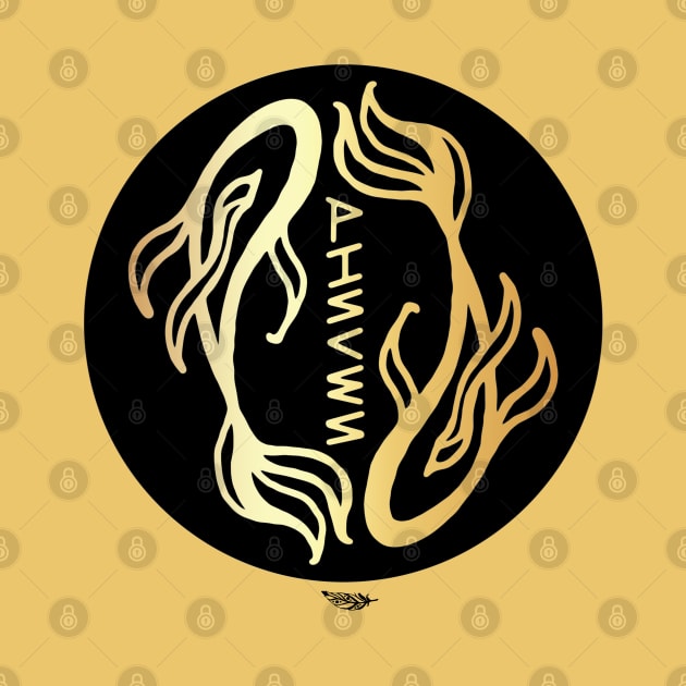 Pisces Golden Zodiac Symbol by FreeSpiritMeg