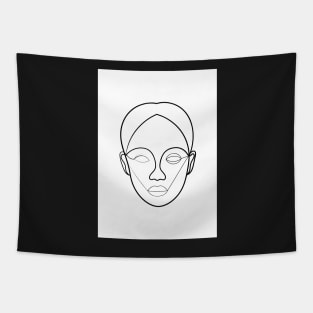 Minimal Female Line Portrait Tapestry