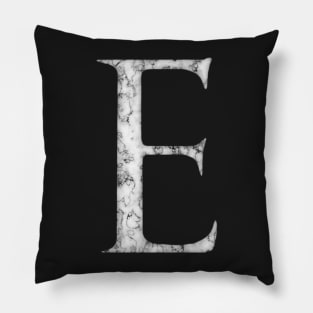 E in Roman White Marble Latin Alphabet Letter Sticker Pillow