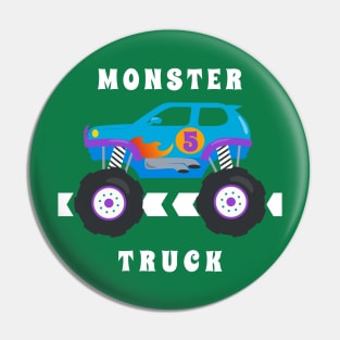 Vector illustration of monster truck with cartoon style. Pin