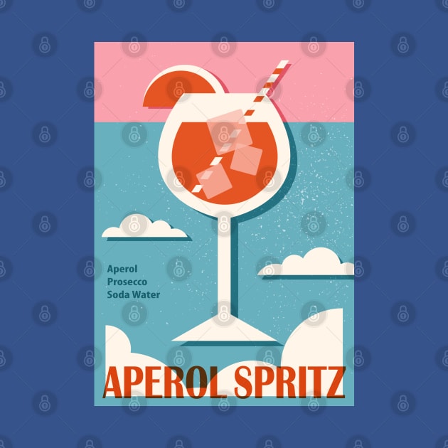 Aperol Spritz recipe, Cocktail, Retro 70s, Aesthetic art, Vintage poster, Exhibition print, Mid century modern by KristinityArt