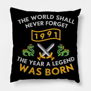 1991 The Year A Legend Was Born Dragons and Swords Design (Light) Pillow