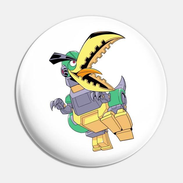 Green Robot Bird Pin by Atpidarp