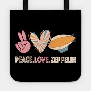Dirigible Zepelin Love Peace Airship Blimp Zeppelin Tote