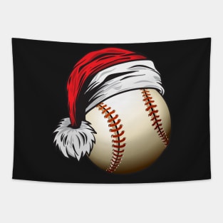 Christmas Baseball Ball With Santa Hat Funny Sport X-mas graphic Tapestry