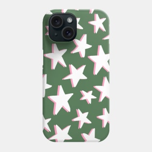 White, Pink and Green Stars Pattern Phone Case