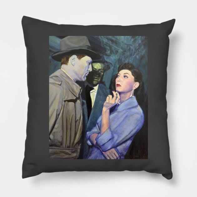 Film Noir Detectives Pillow by surreal pulp