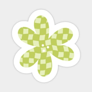 Checker Board Flower - lime green and pistachio Magnet