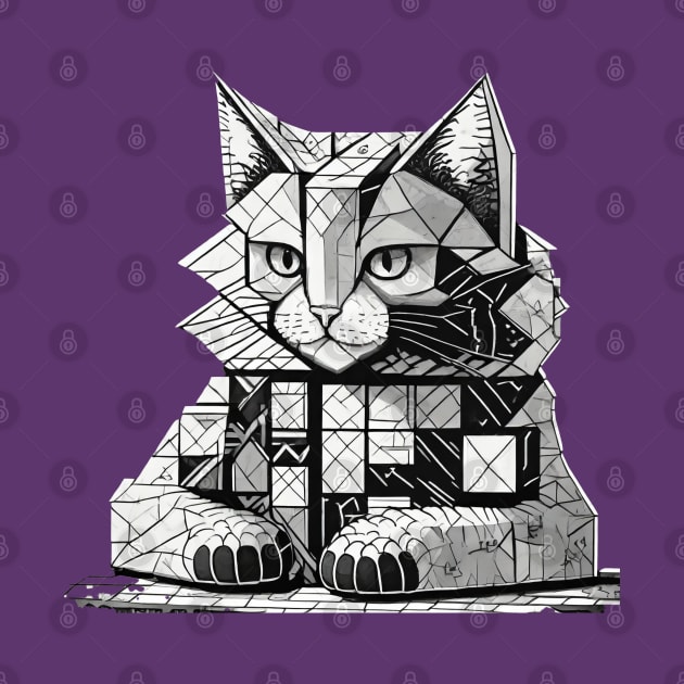 Cat Made of Blocks by FehuMarcinArt