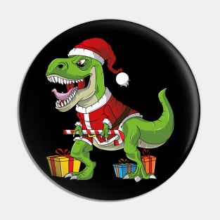 T-Rex Santa Funny Christmas Pin