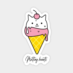 Melting hearts cat doodle Magnet