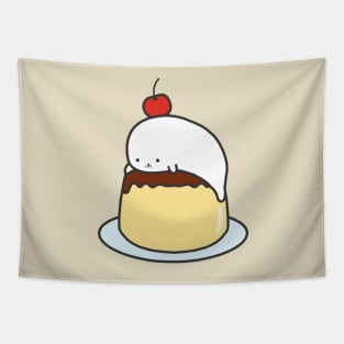 Seal on Pudding Kawaii Cute Anime Seal Animal Cherry Japanese Harajuku Tapestry