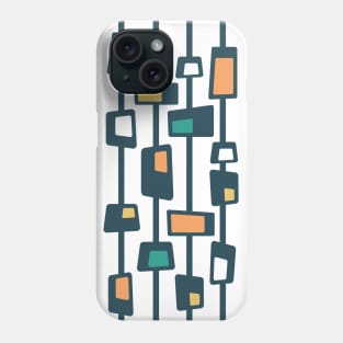 Mid Century Funky Blocks in Charcoal, Teal, Yellow and Orange Phone Case