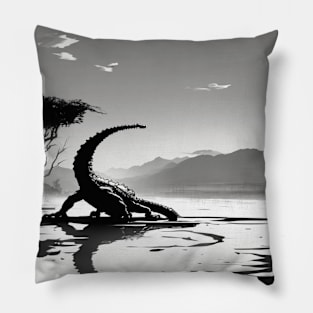 Alligator Shadow Silhouette Anime Style Collection No. 104 Pillow