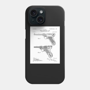 Luger Pistol Firearms Patent - Gun Lover Vintage Guns Art - White Phone Case