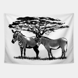 Zebras with tree in Kenya / Africa Tapestry