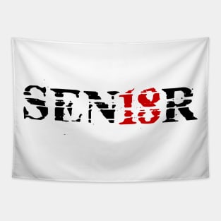 Distressed SEN18R (Senior) Graduation T-Shirt Tapestry