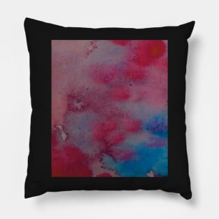 abstract watercolor stain red blue pink sky ocean Pillow