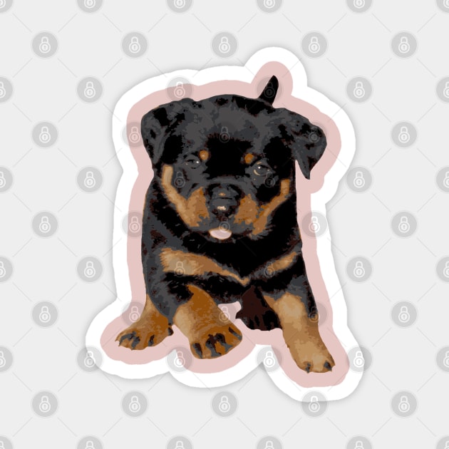 Cute Rottweiler Puppy Running With Tongue Out Magnet by taiche