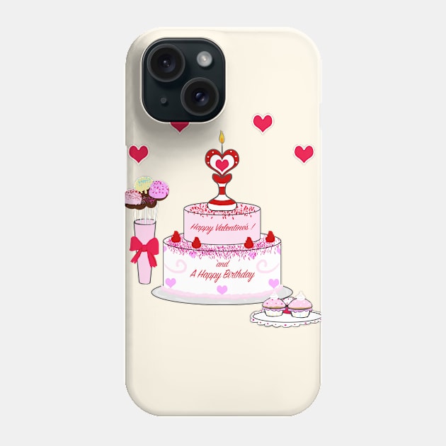 Happy Birthday on a Valentine's Phone Case by VixenwithStripes
