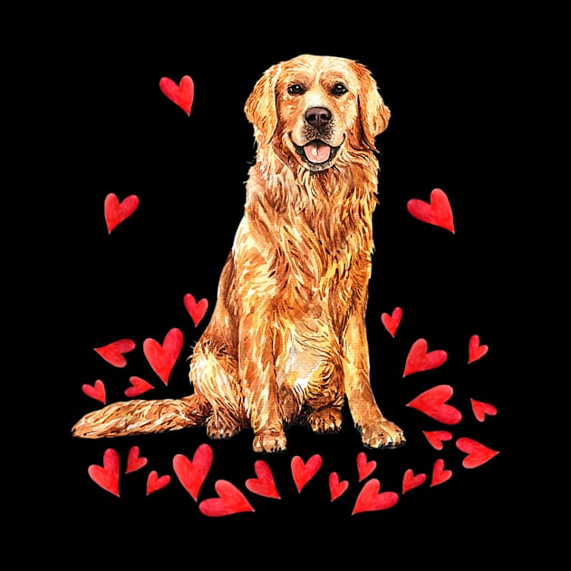 Golden Retriever Heart Valentines Day by Rojio