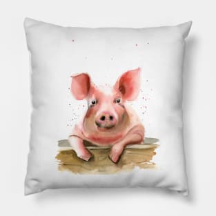 Pig print of watercolor painting Pillow