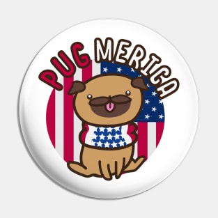 Patriotic Cute Pug 4th of July PugMerica Pin