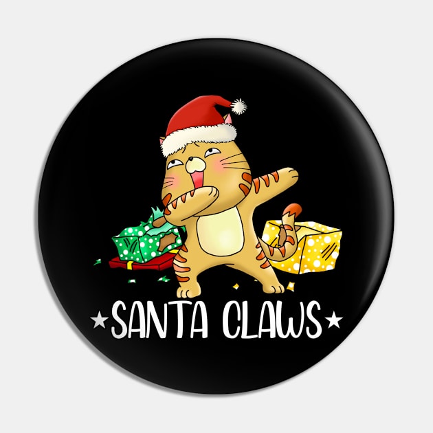 Santa Claws, Cute Cat, Kitty, Xmas, Funny Christmas Kitty Pin by PorcupineTees