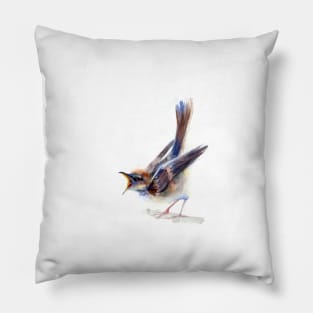 Angry sparrow watercolor bird print Pillow