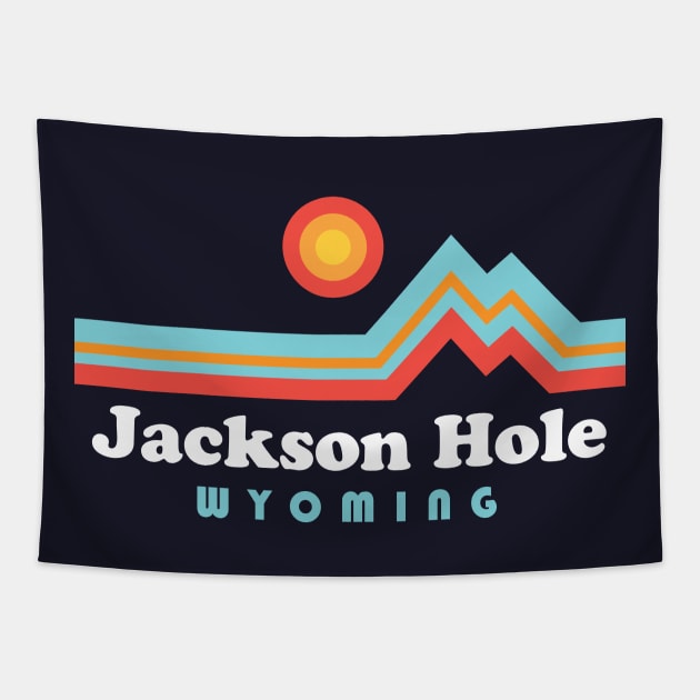 Jackson Hole Wyoming Vintage Mountains Grand Tetons Tapestry by PodDesignShop