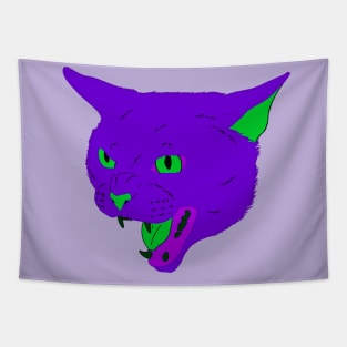 Vaporwave Cat - Vibrant Purple Tapestry