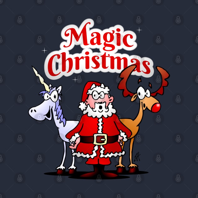 Magic Christmas: Santa, reindeer and a unicorn by Cardvibes