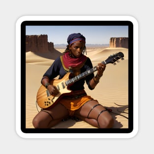 electric guitar touareg player in the desert landescape music heavy metal Magnet