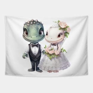 Crocodile Couple Gets Married Tapestry