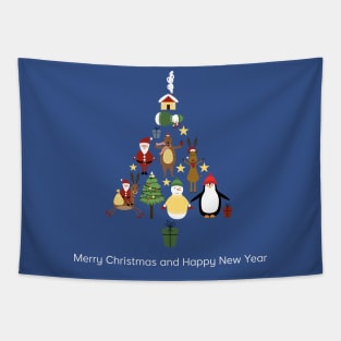 Christmas tree and friends Tapestry