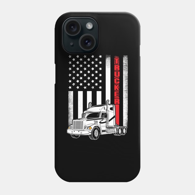 Vintage USA Trucker American Flag Truck Driver Phone Case by captainmood