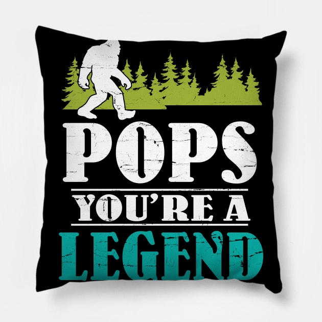 Pops Bigfoot You're A Legend Happy Father Parent Summer Independence Summer Day Vintage Retro Pillow by DainaMotteut