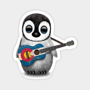 Baby Penguin Playing Colorado Flag Guitar Magnet