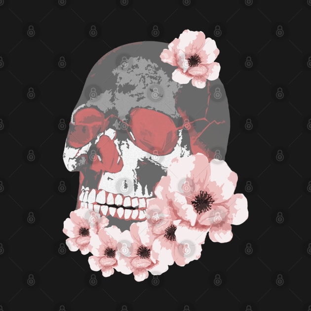 Skull with Flowers by Scailaret