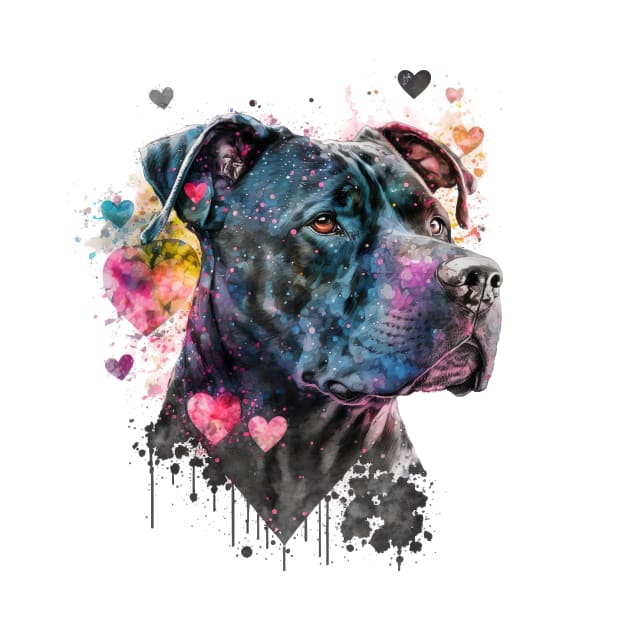 Valentines Pitbull black - Unleashing love, one wag at a time by UmagineArts