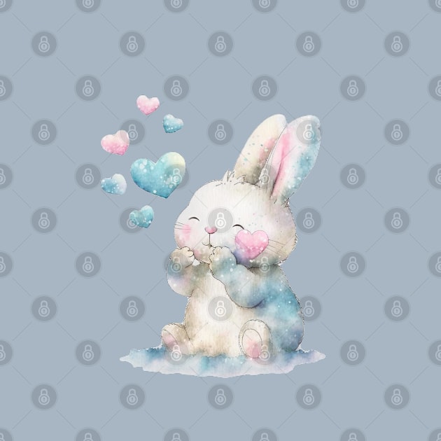 Cute bunny and hearts by NATLEX