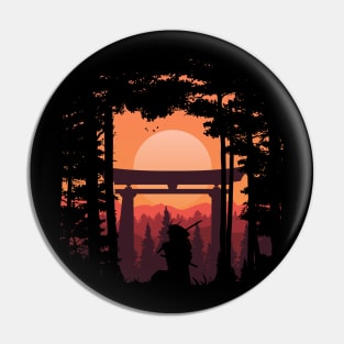 Traditional Samurai Sunset Pin