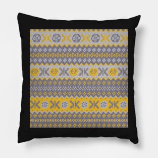 Shetland fair isle knit pattern, Granny’s Fairisle - Yellow Pillow