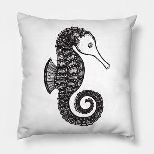 Seahorse Ink Art - beautiful marine animal design - light colors Pillow